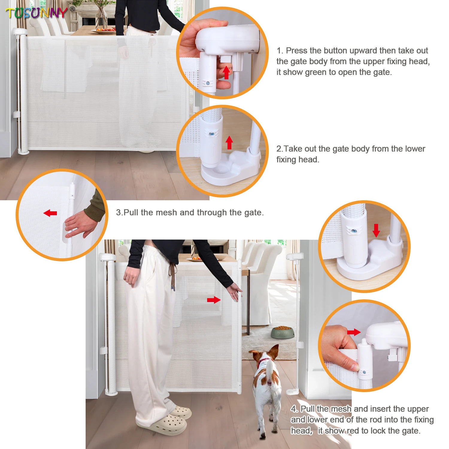 One-Handed Performance Baby Safety Gate Retractable High Quality Adjustable Sliding Baby Safety Door Gate