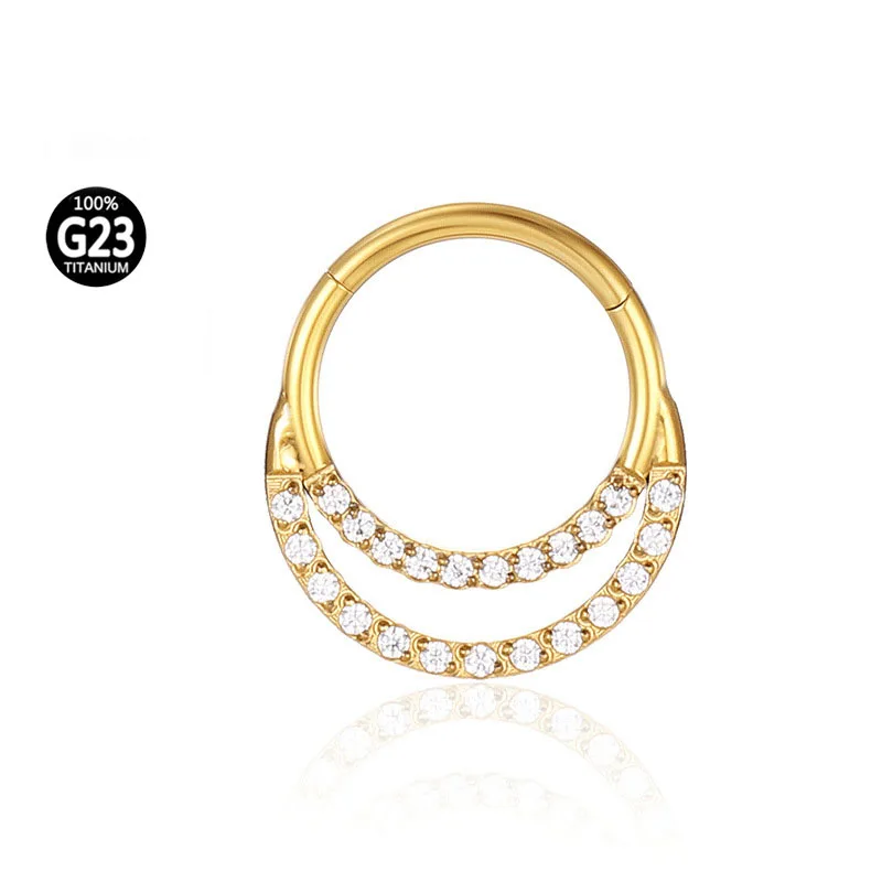 G23 Titanium CZ Labret Ear Tragus Cartilage Daith Helix Piercing Septum Clicker Hoop Nose Stud Hinged Nose Ring Jewelry