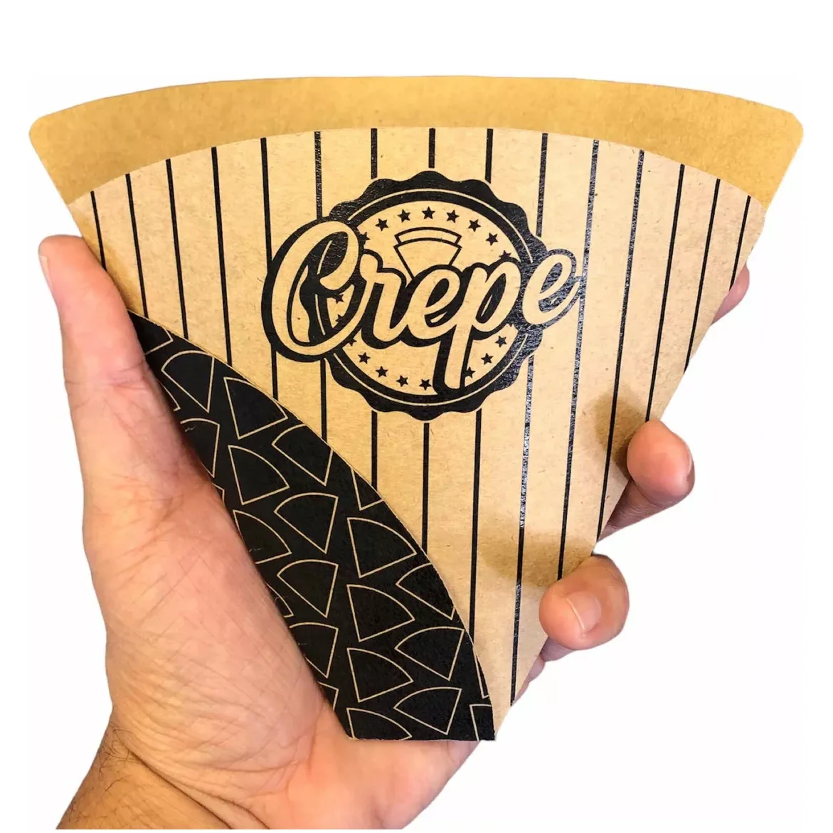 Logo Printed Custom Bubble Waffle Crepes Box Paper Holder Cone Container Churros Packaging Boxes Wax Coated Paper