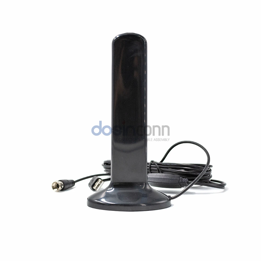 170-230MHz / 470-862MHz Magnetic Base TV Antenna with F Male IEC Male Connector