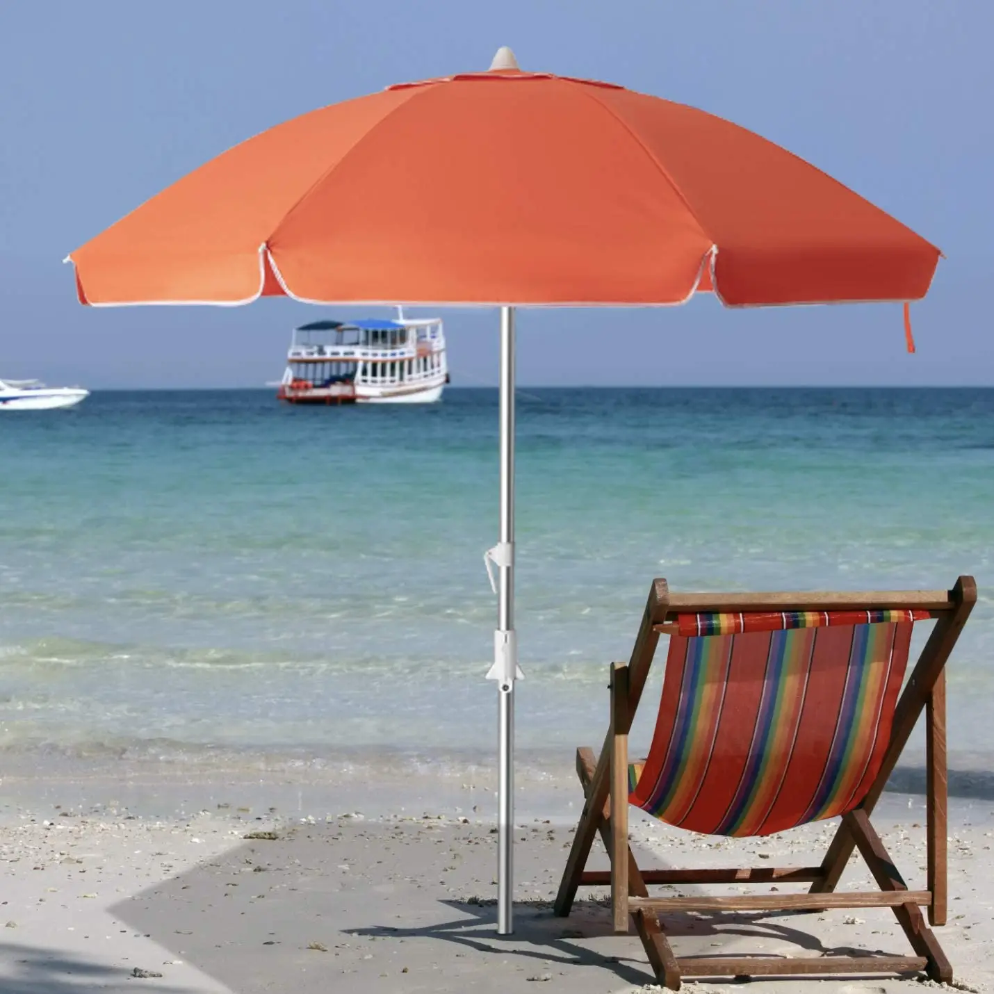 Hot selling sun protective silver coated outdoor Folding beach Chair Umbrella with Universal Clamp