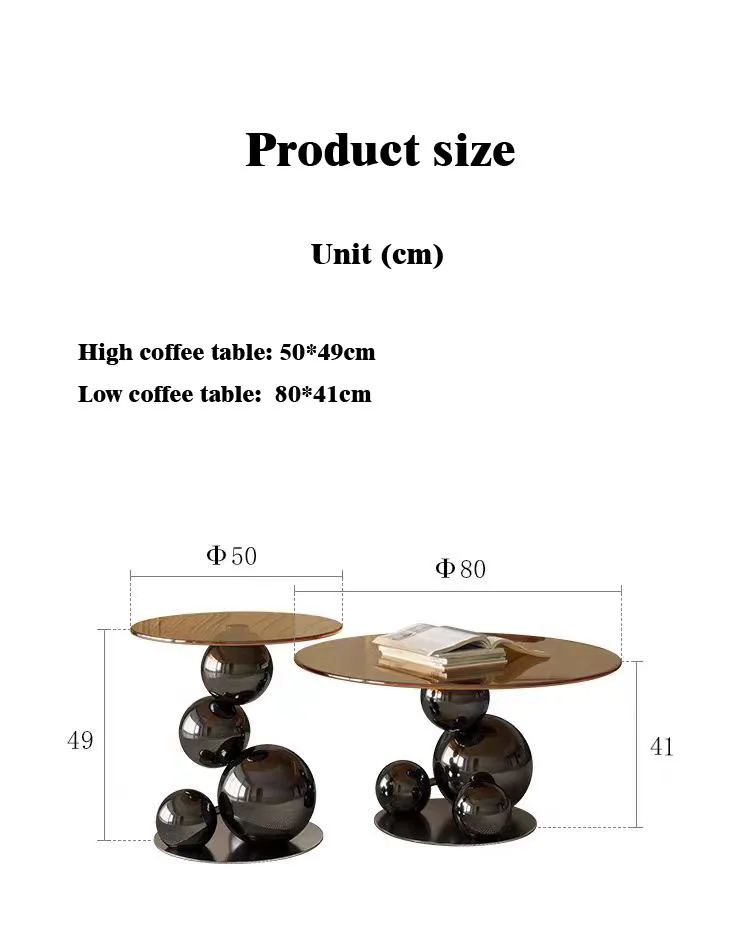 Italy Style New Design Living Room Modern Round Coffee Table with Iron Base Tempered Glass Top