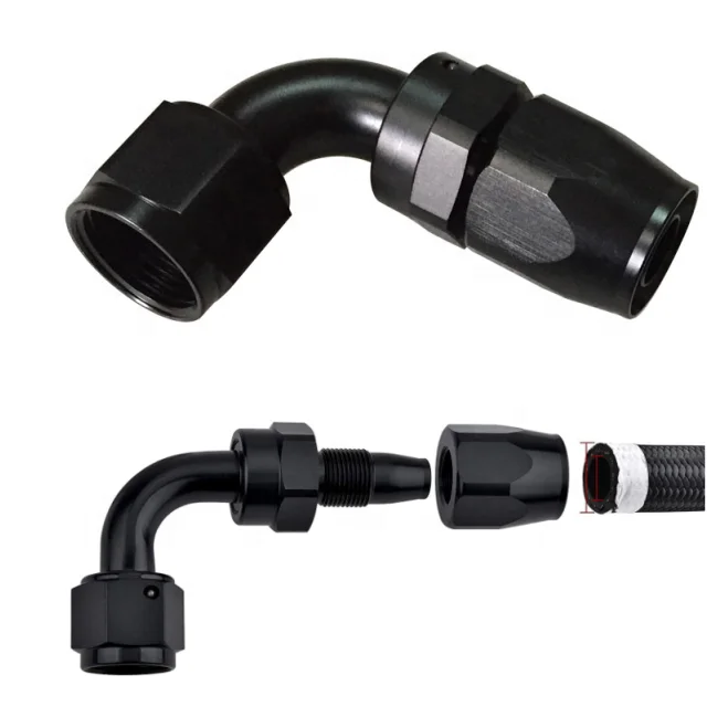 4AN 6AN 8AN 10AN 12AN 90 degree elbow bend connector an aluminum adapter fitting swivel hose end for rubber hose