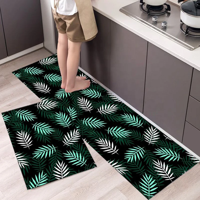 3D Print Geometric 2 Pcs Water Absorbent Anti Fatigue Hard Long Kitchen Floor Mats