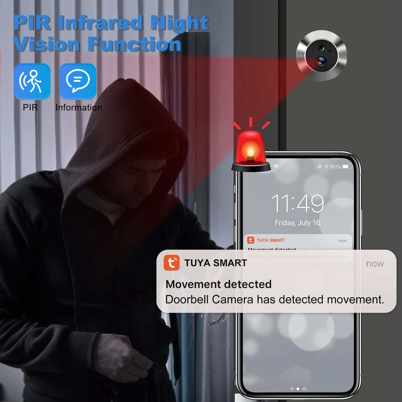 Smart Tuya 4.3 Inch 1080P 2.4G WiFi Magic Door Camera Peepholes Door Eye Camera Digital Door Viewer Wireless Doorbell at Home