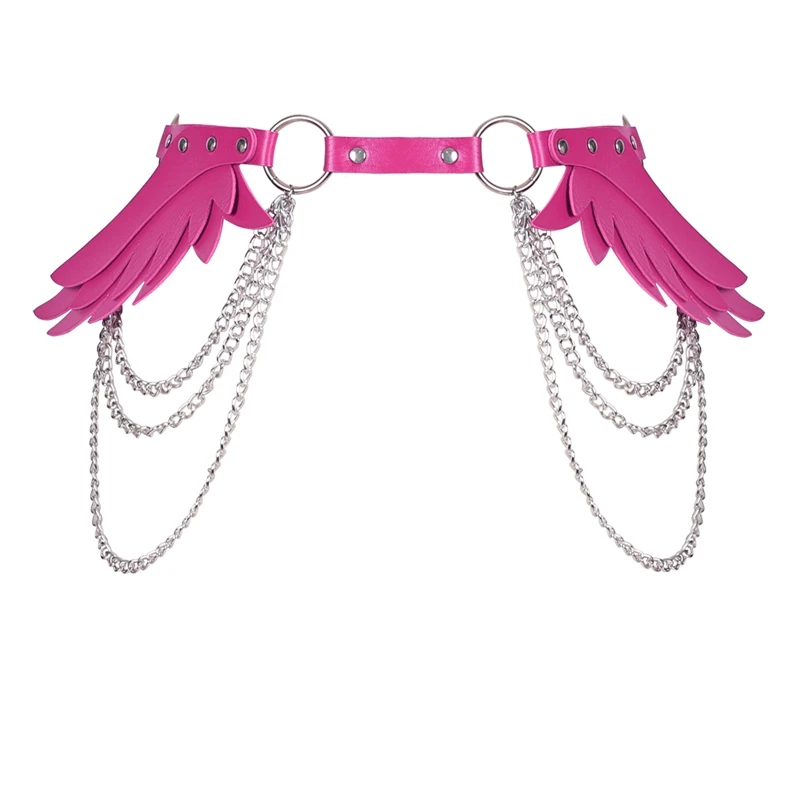 Women Rave Wear Festival Dance Club Rave High Stocking with Angle Wings Cage Bra Sexy Fetish Punk Body Bondage Lingerie Belt