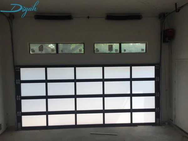 Modern 16x8 Tempered Mirror Glass Automatic Sectional Commercial Aluminum Frameless Double Garage Doors