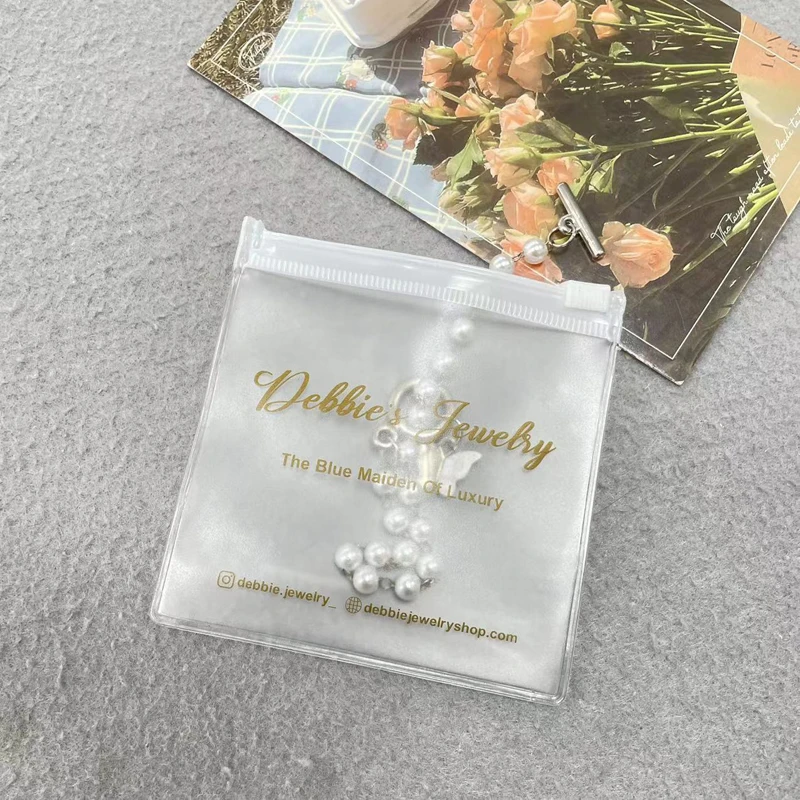 Mini Bags for Earrings Packaging Custom Zip Lock Bags Zipper Bag Clear with Logo Small Frosted Jewelry Boutiques Plastic PVC