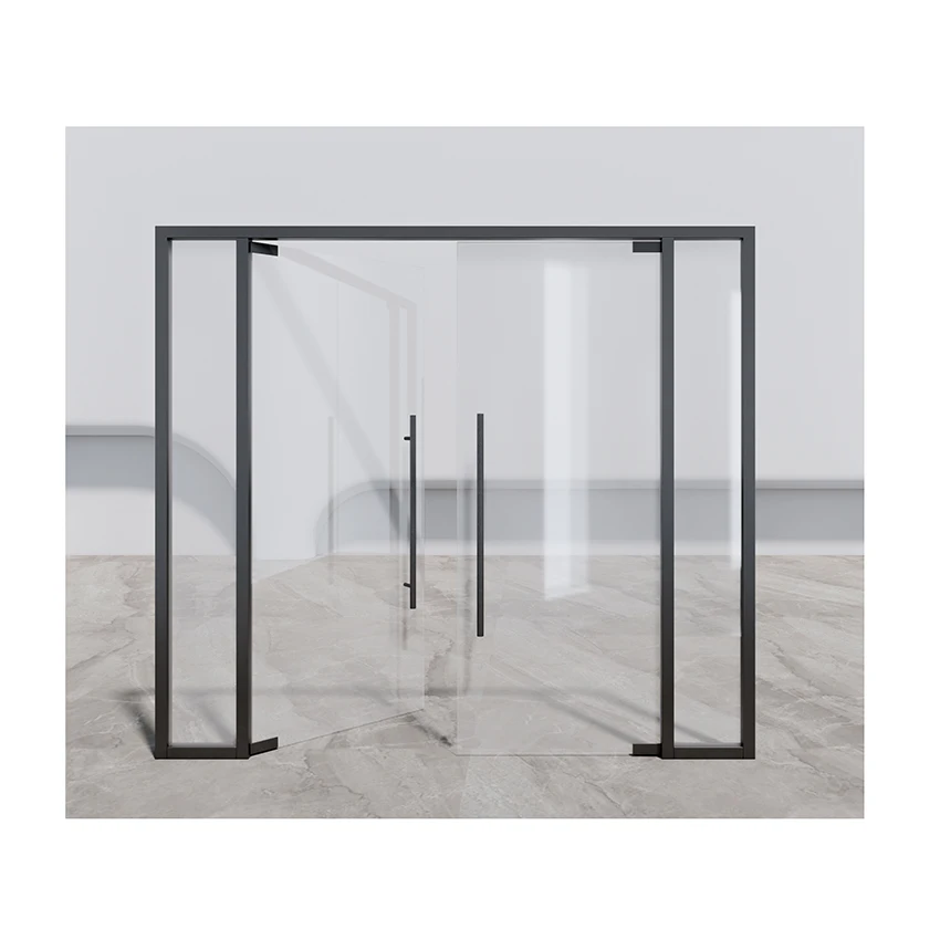 China High Quality Doors and Windows Black Aluminum Alloy Tempered Glass Indoor Office Conference Room Glass Casement Door