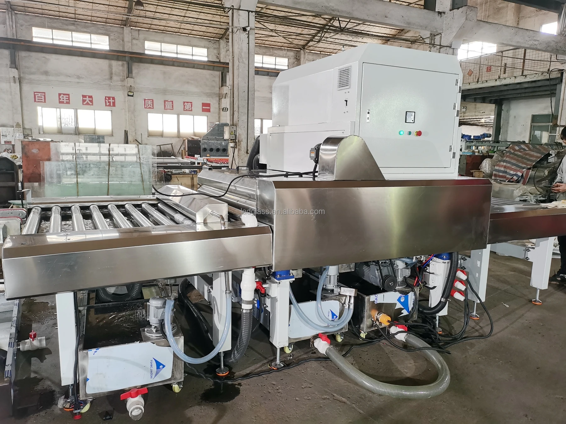 Horizontal Construction Equipment Glass Washing And Drying Machine with Air Knives for Tempered Glass