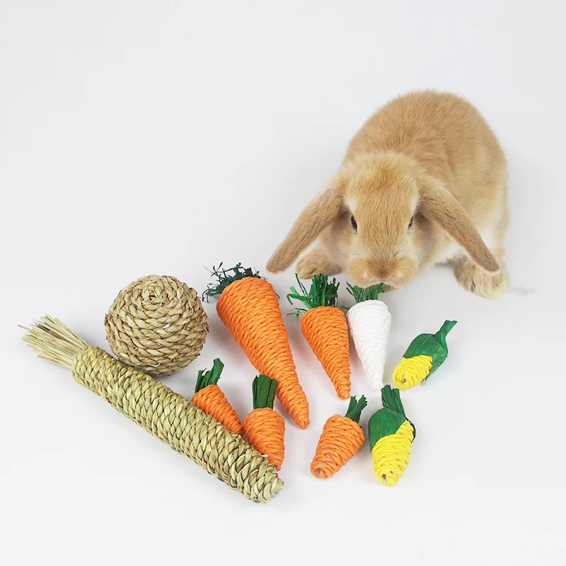 pet rabbit carrot woven chew for Chinchillas Bunnies Guinea Pig Chew Toys Treats for Bunny Rat Rodent for Chinchilla Hamsters