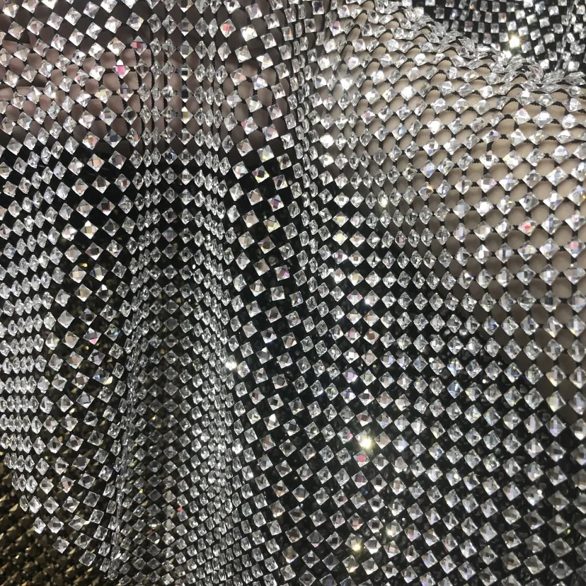 Haute Couture кристалл горный хрусталь сетка блестящие на заказ квадратные бриллианты сетчатая ткань