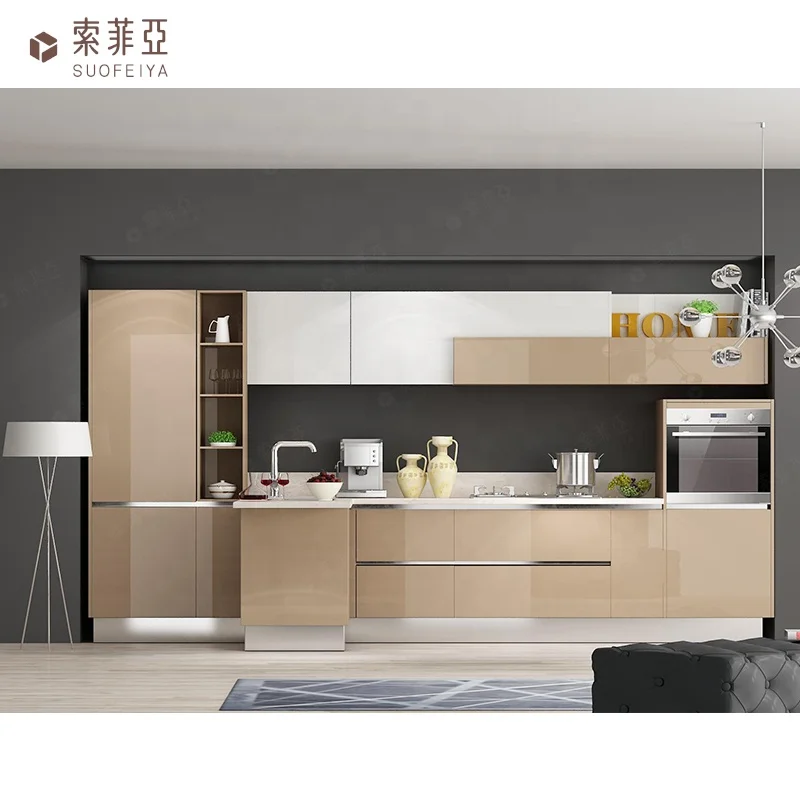 Hot Selling Indoor Small Kitchen Built in Cupboards I Shaped Kitchen Cabinets Set