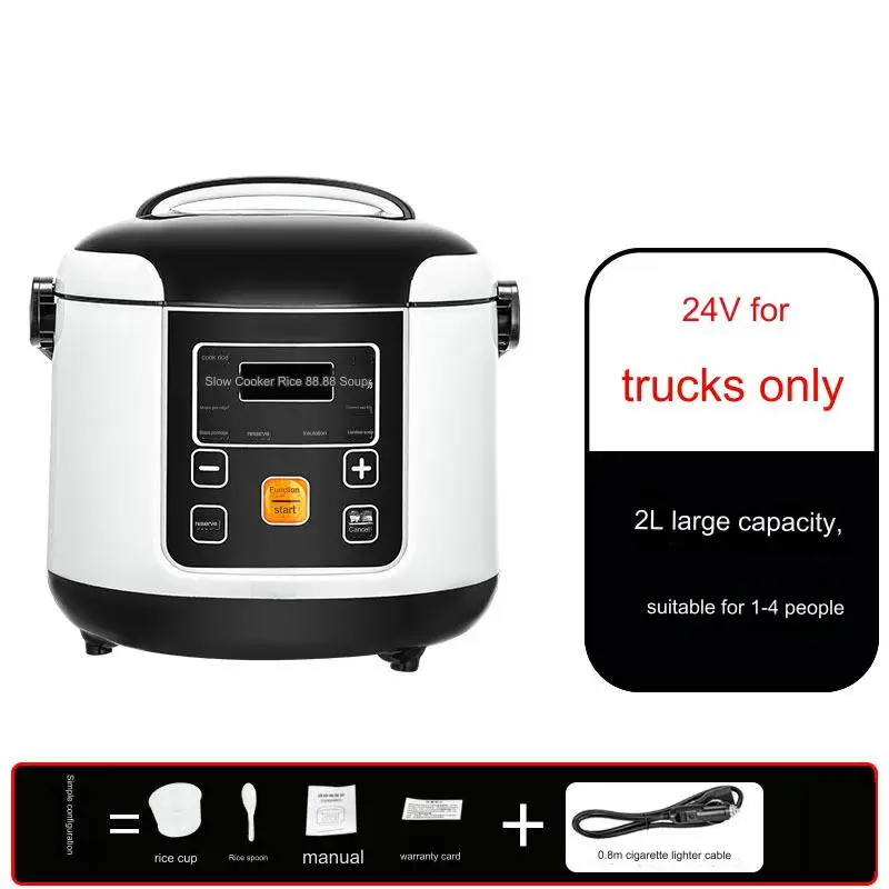 Kitchen Household 12V/24V 2L Portable Travel Electric  Rice Cooker Food Cooker For Truck Car Bus