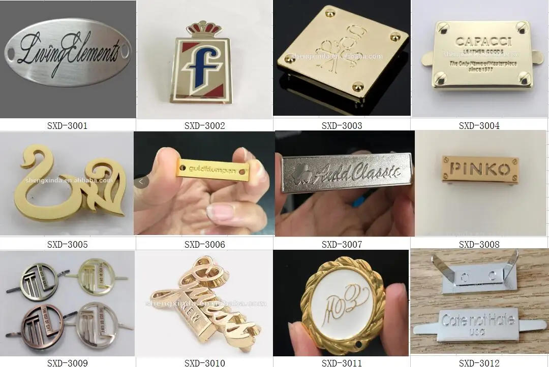 Custom Engraved Metal Brand Logo Label Nautical Style Name Plate for Handbags Coin with Letters Theme