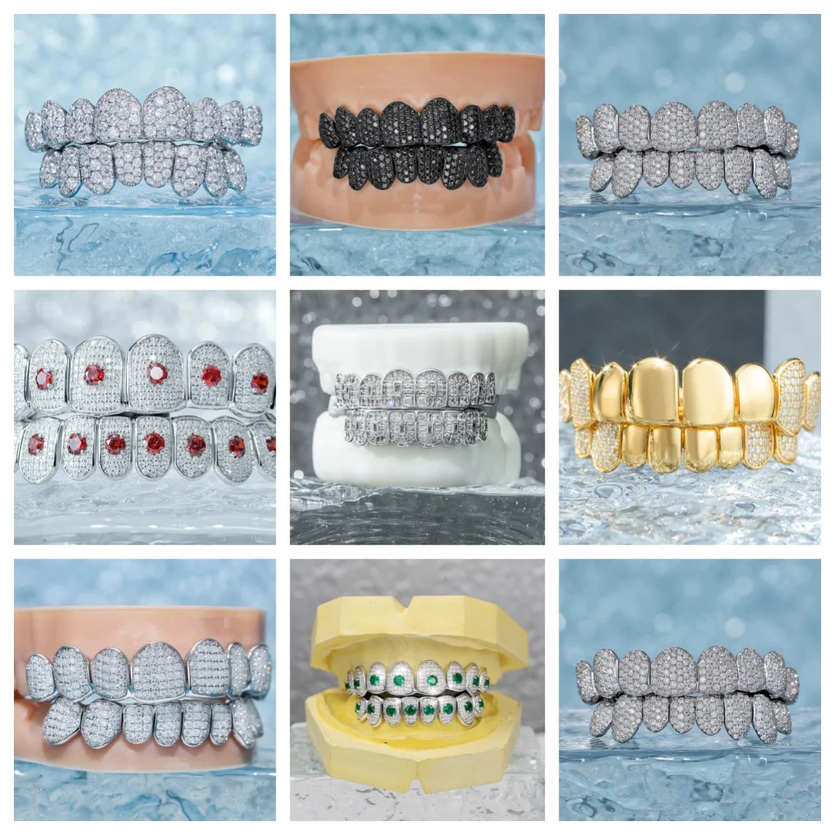 VVS Invisible Setting Diamond Teeth Top & Bottom Princess Cut 10k Gold s925 Silver Iced Out Moissanite Grillz Fine Jewelry