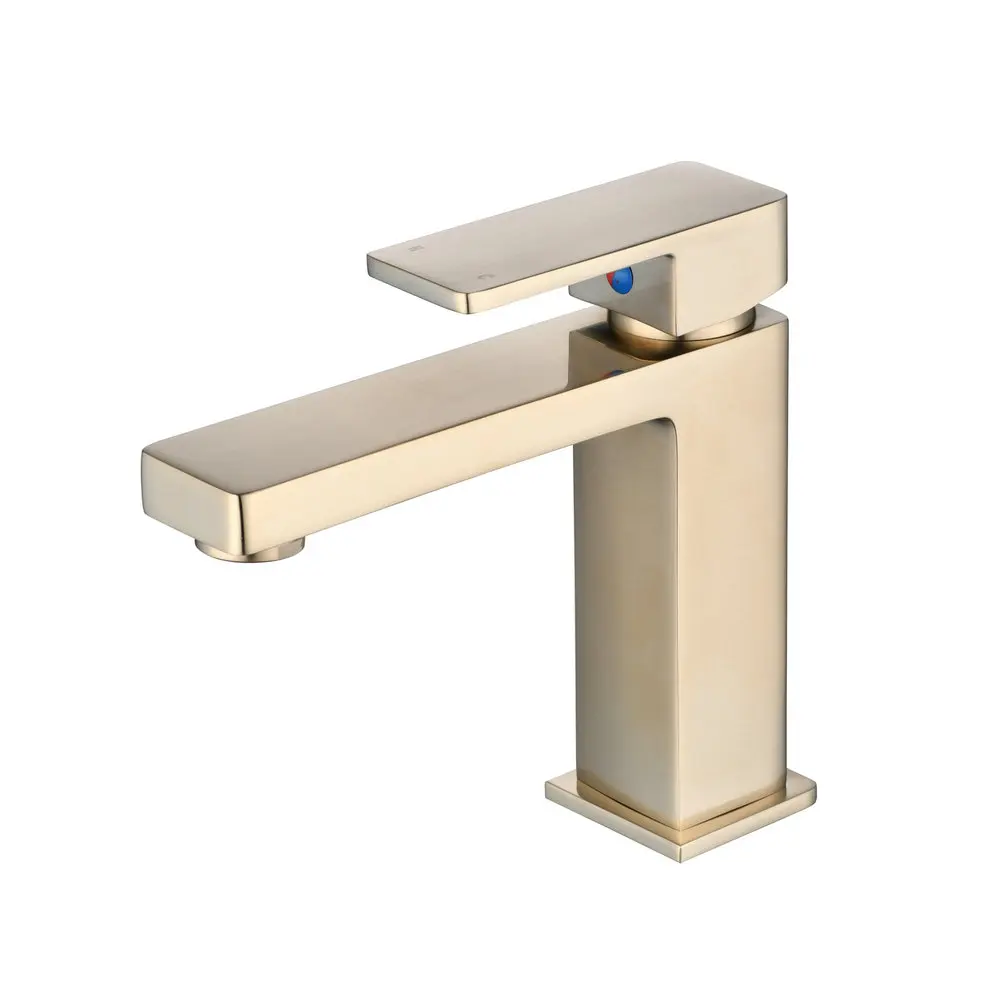Beelee Single Handle Hole Gold Bathroom Basin Sink Tap Brushed Gold Sink Faucet Brass Waterfall Wash Mixer Faucet For Bathroom
