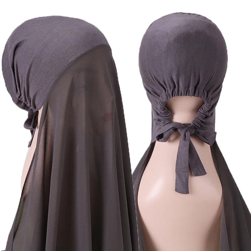 Zifeng OEM Wholesale Malaysia Headband Suit Elastic Hat And Pearl Chiffon Scarf Convenient Headscarf Scarf