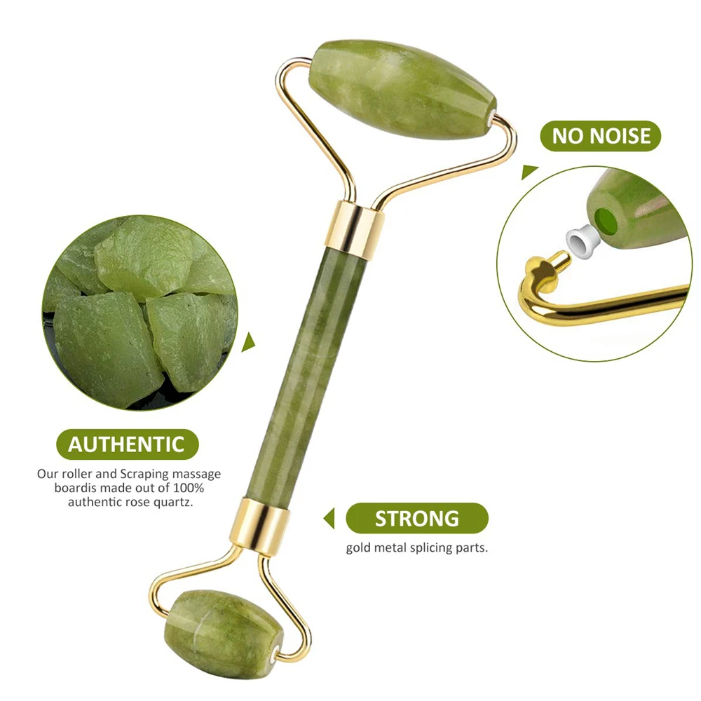 Private logo jade roller gua sha set jade stone roller guasha set Face Massage For slimming skin lifting Beauty For Women JDK001