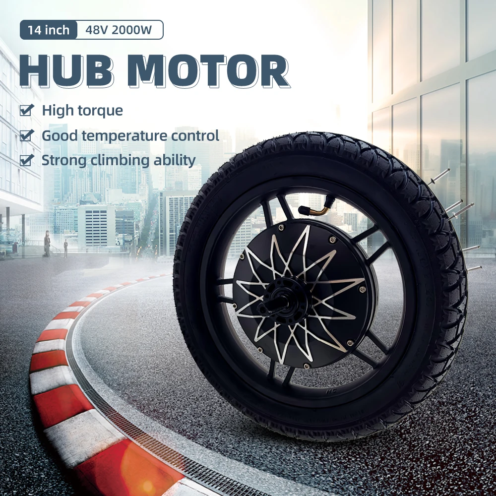 Hot Selling 2000w Bicycle 48v DC Electric Brushless Rear Drive 14 inch Hub Motor for Ebike