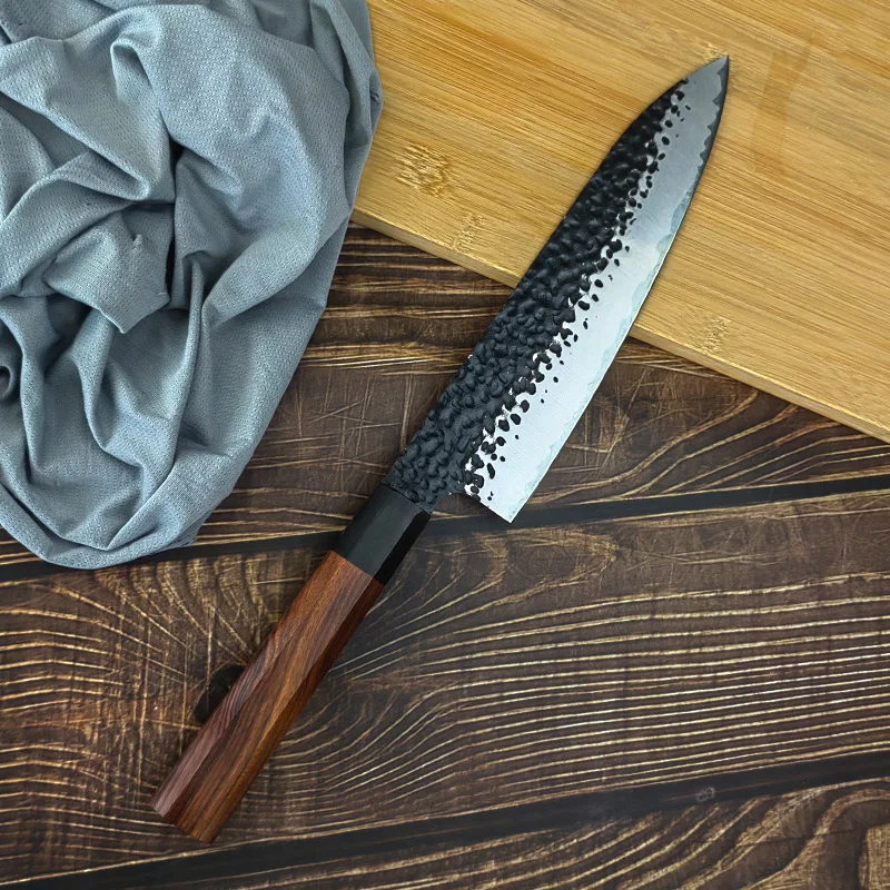 FINDKING 8-Inch Professional Chef Knife 9CR18MOV Carbon Steel Damascus Octagon Handle 3-Layer Clad High Quality Stainless