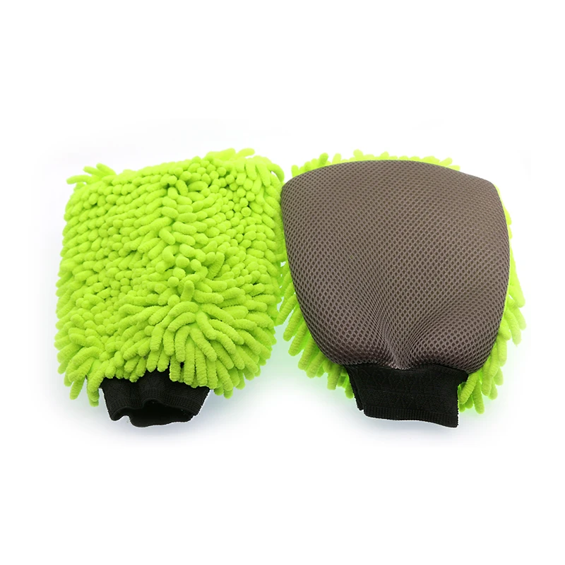 Auto cleaning single sided green Microfiber chenille car wash mitt cleaning gloves car wash products