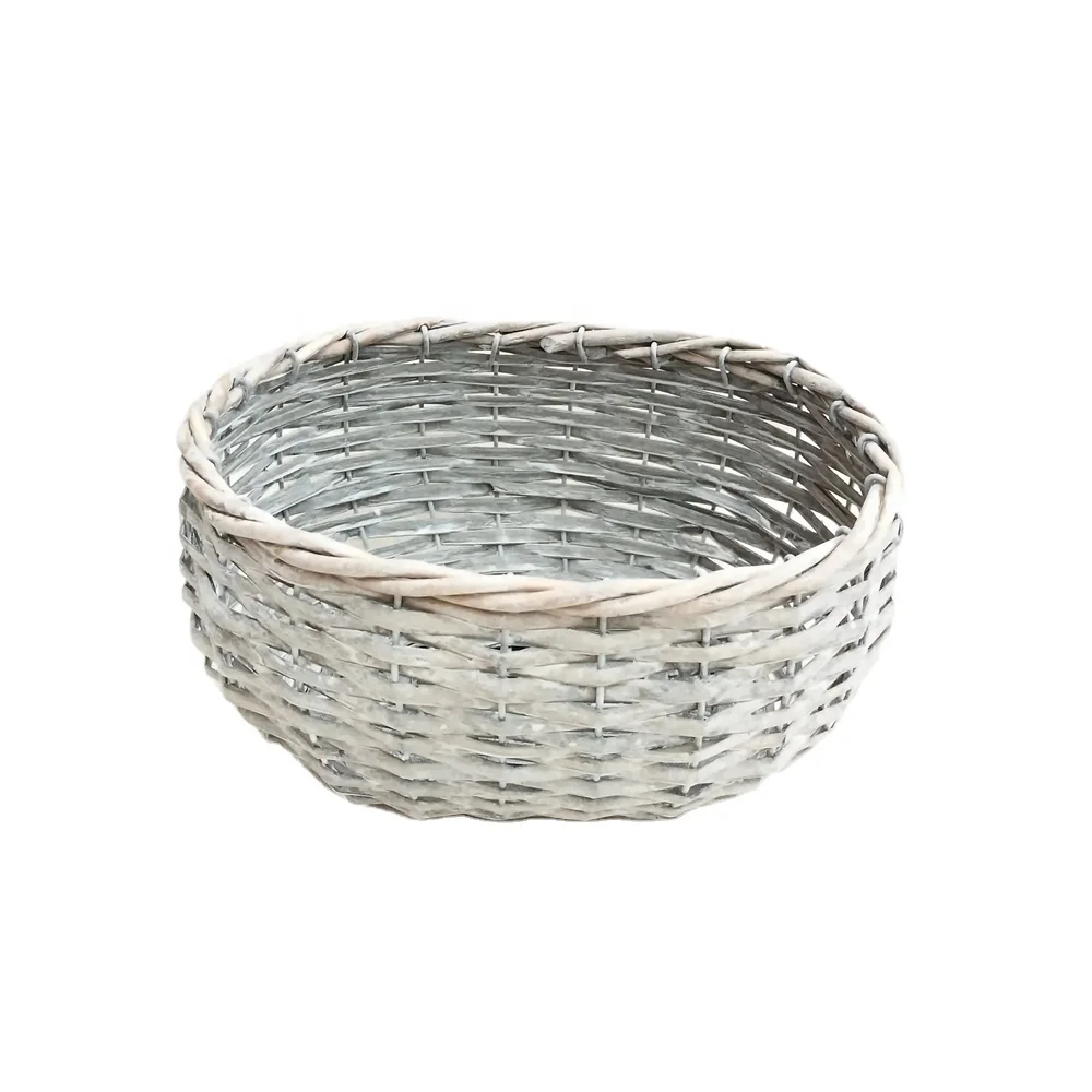 metal  frame hand made wicker plant baskets with pp lining  for garden