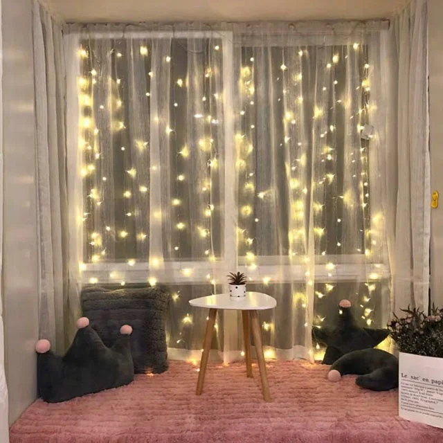 Manufactory Wholesale rainbow curtain remote timer stared fairy lights outdoor led light christmas for home decorations