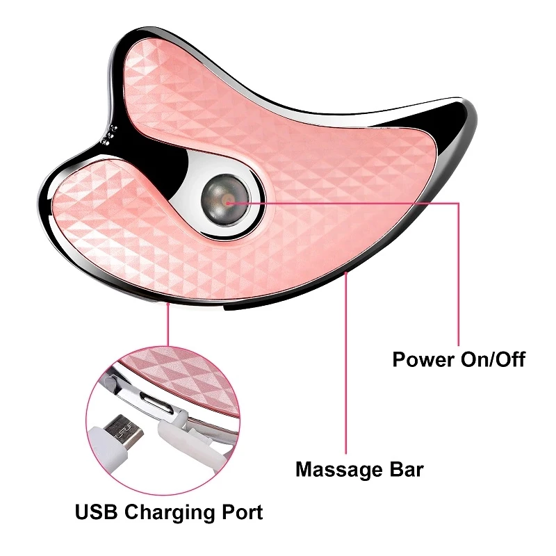 Wholesale Led Red Blue Light Mini Vibration Face Body Massage Microcurrent Electric Gua Sha Massager