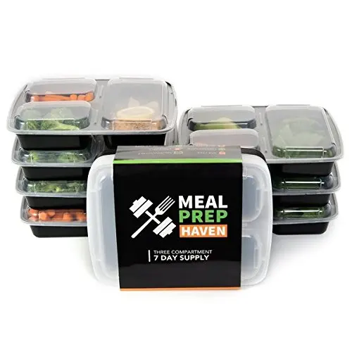 BPA free reusable disposable air tight Eco Friendly Microwave safe  3-compartment Meal Prep Containers Bento Lunch Box