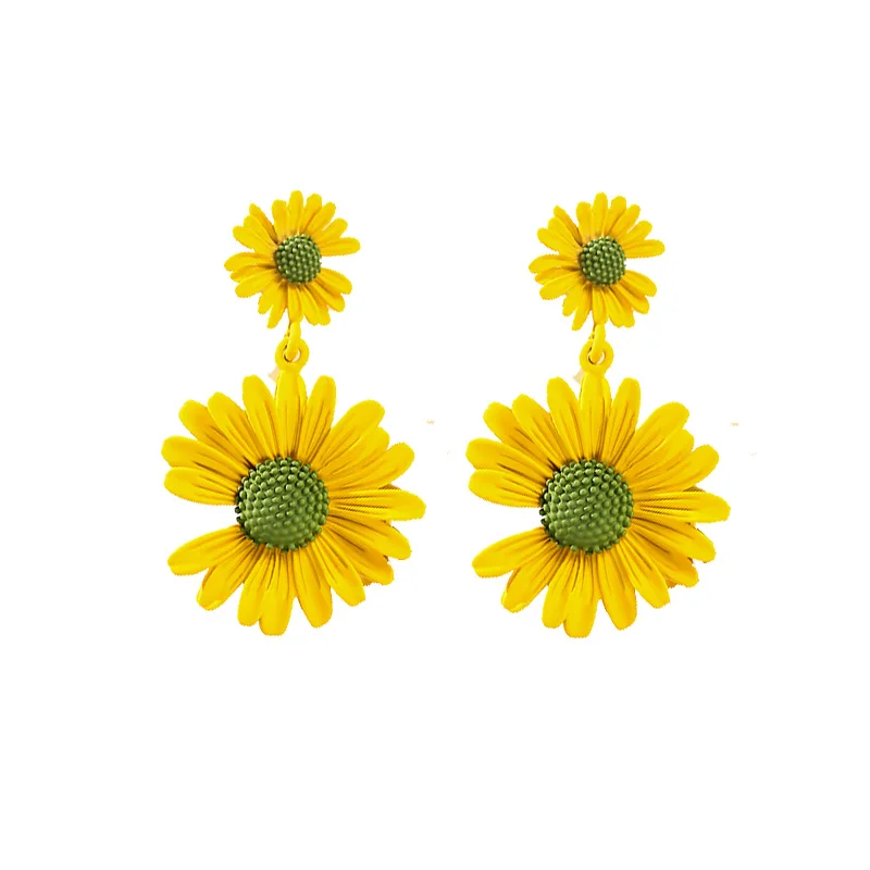 Cute Flower Earrings Women Fresh Sunflower Accessories Girls Sweet Candy Daisy Summer Flower Elegant Female Dangle Earrings