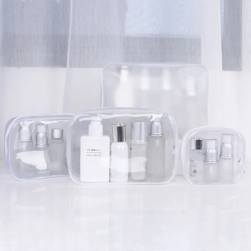 Custom Logo Waterproof Travel Large Capacity Wash Jelly Pvc Bag Transparent Pvc Cosmetic Bag