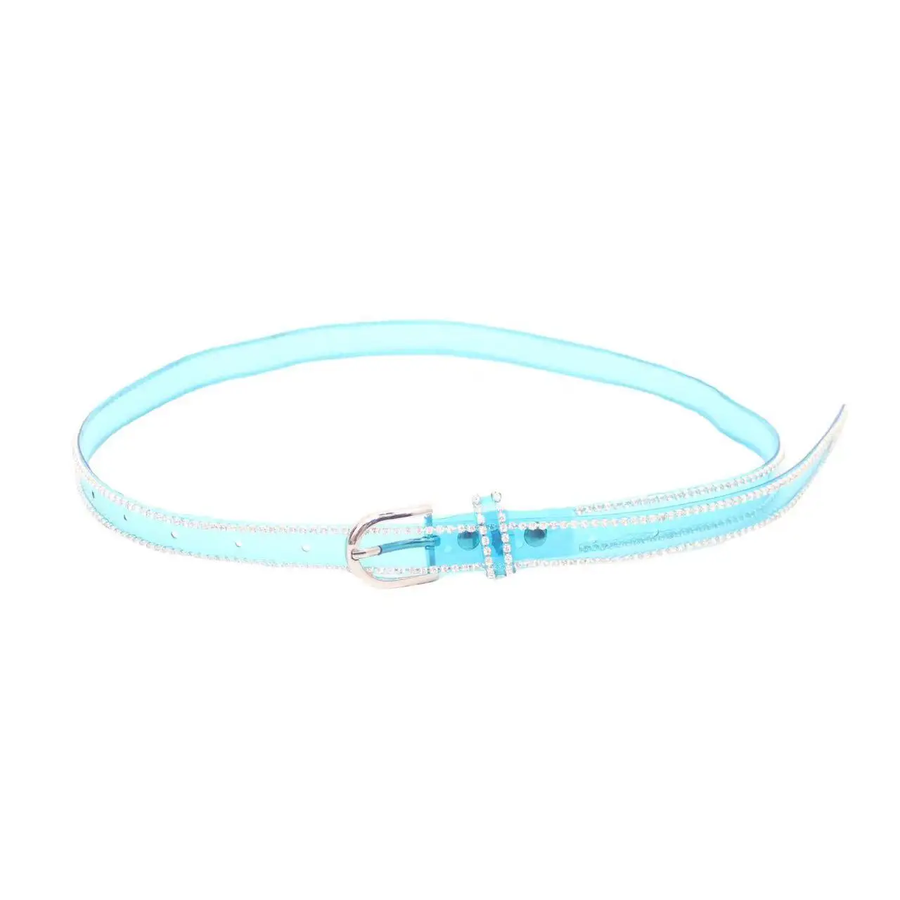 New fashion illusion plastic belt rhinestone encrusted belt ladies thin belt