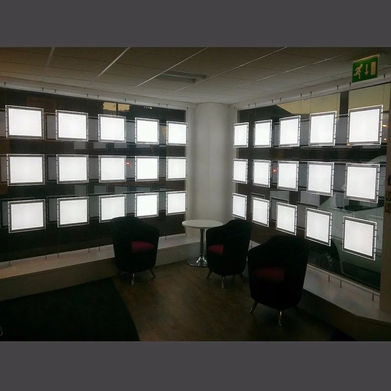Custom Crystal Led Frames Illuminated Light Box Hanging Real Estate Agent Window Display Acrylic LED Light Box