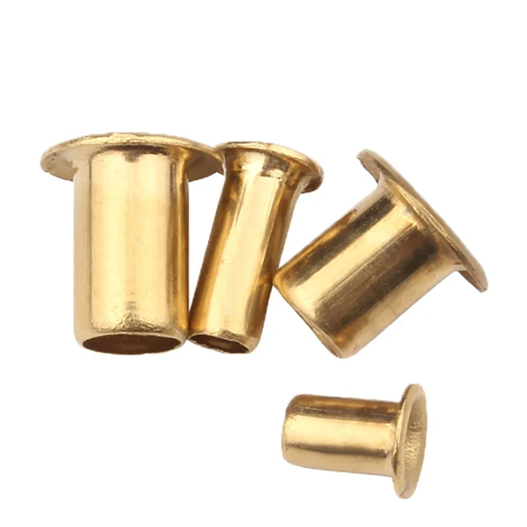 high quality DIN7339 metal iron Brass Eyelet Copper Flat Head Hollow Tubular Rivets for shoes