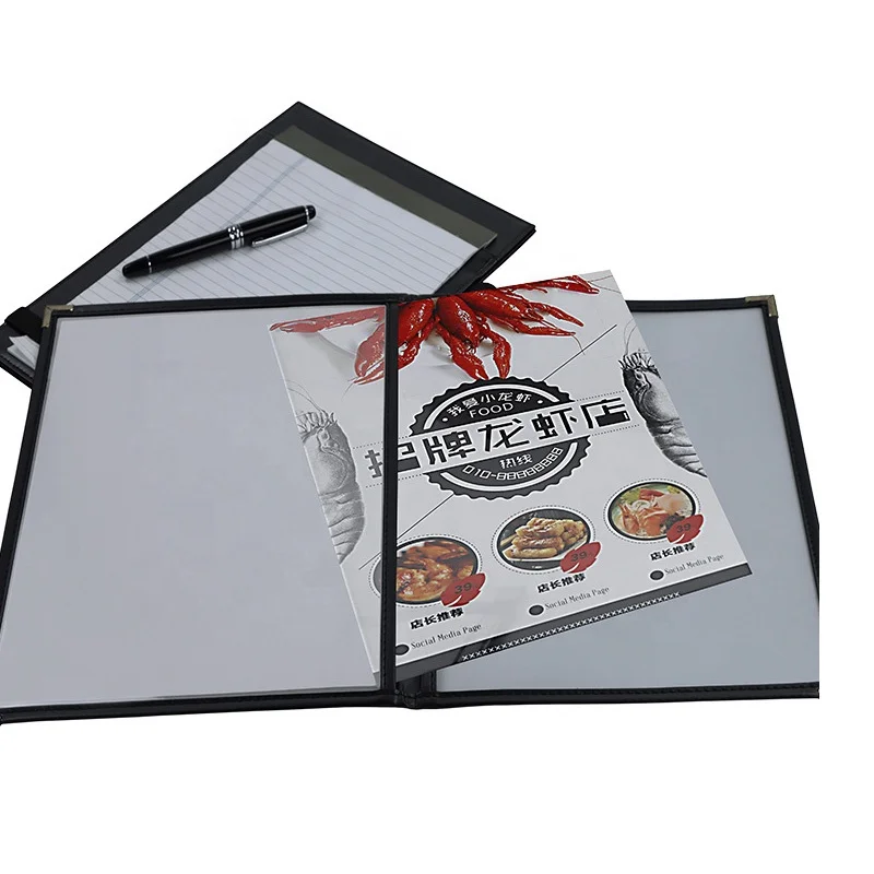 2 Page 4 Views Double Menu Cover Fits 8.5X11 Paper Transparent Cafe Restaurant Dinner Menu