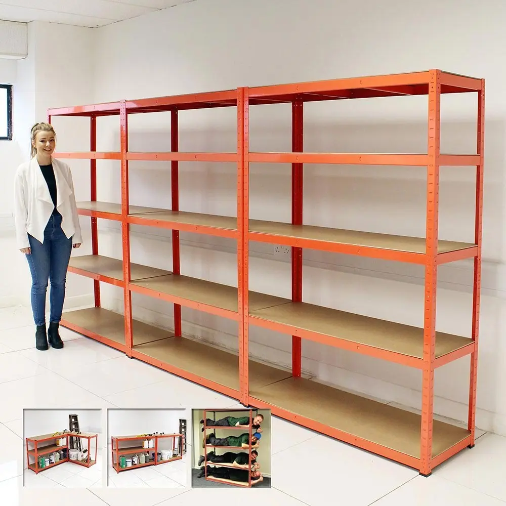 Оптовая продажа, простая в сборке стойка для хранения, сверхпрочная 5-уровневая регулируемая полка для гаража из промышленной стали