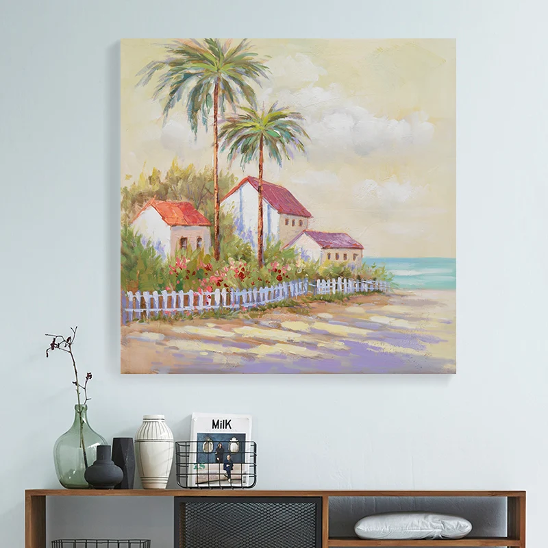 
Amazon hot selling landscape canvas wall art oil paintings seascape paintings 