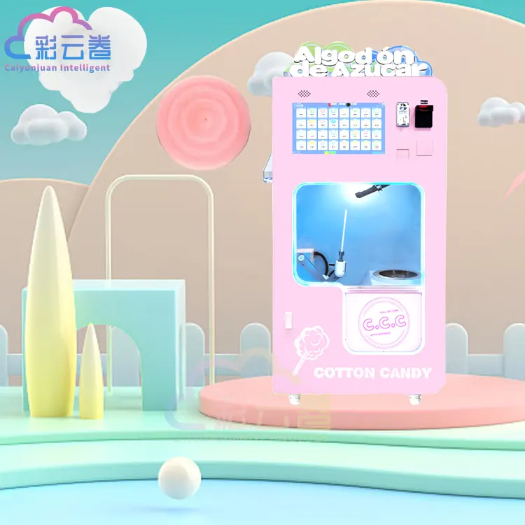 Fully Automatic Sugar Cotton Candy Automatic Vending Machine Commercial Flower Cotton Candy Machine