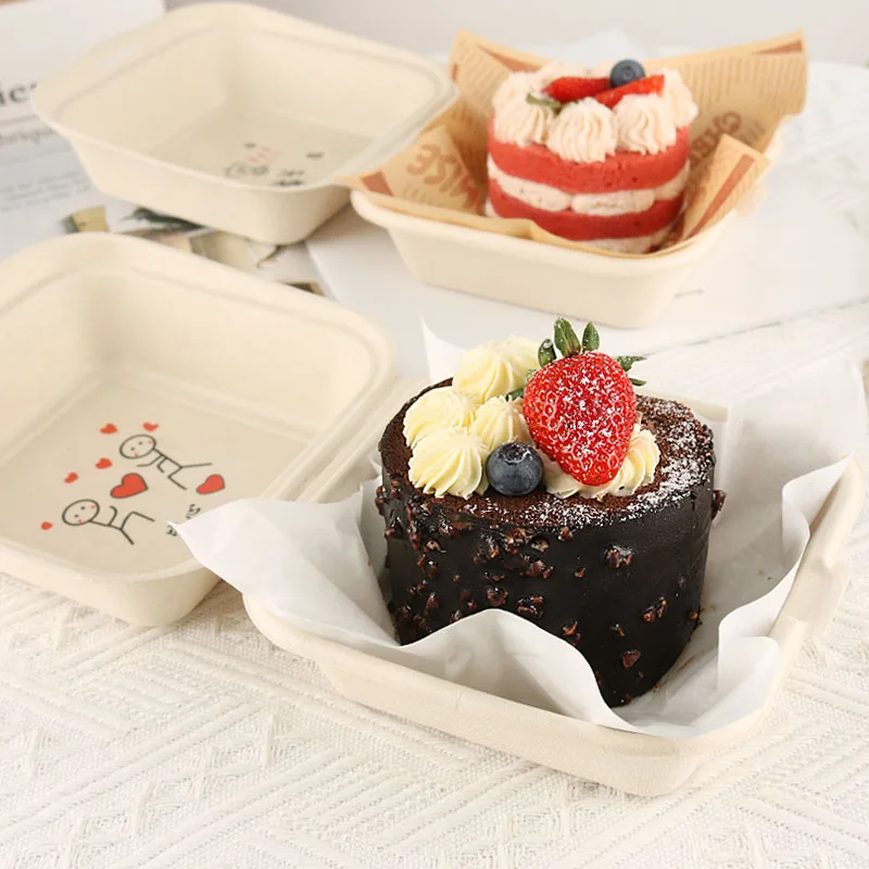 Wholesale Biodegradable Takeaway Hamburger 4x4 inch Burger Bento Fast Food Packing Pulp Sugarcane Bagasse Lunch Paper Boxes