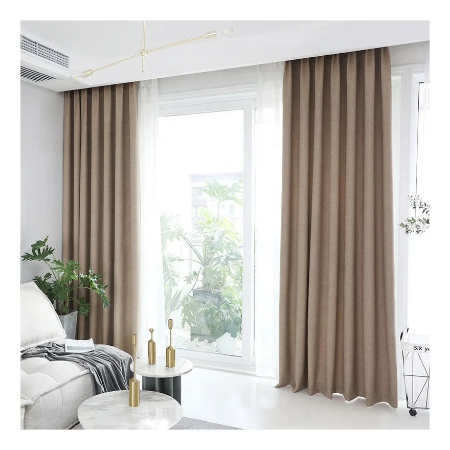 Ready Made Modern Solid Blackout Hospital Curtain Cotton Line Fabric Living Room Drapes and Curtains Design