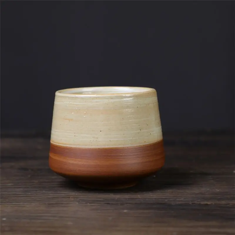 Japanese Retro Stoneware Teacup Colorful Vintage Coarse Pottery Countertop Ecocoffee Porcelain Ceramic Mug Cup Without Handle