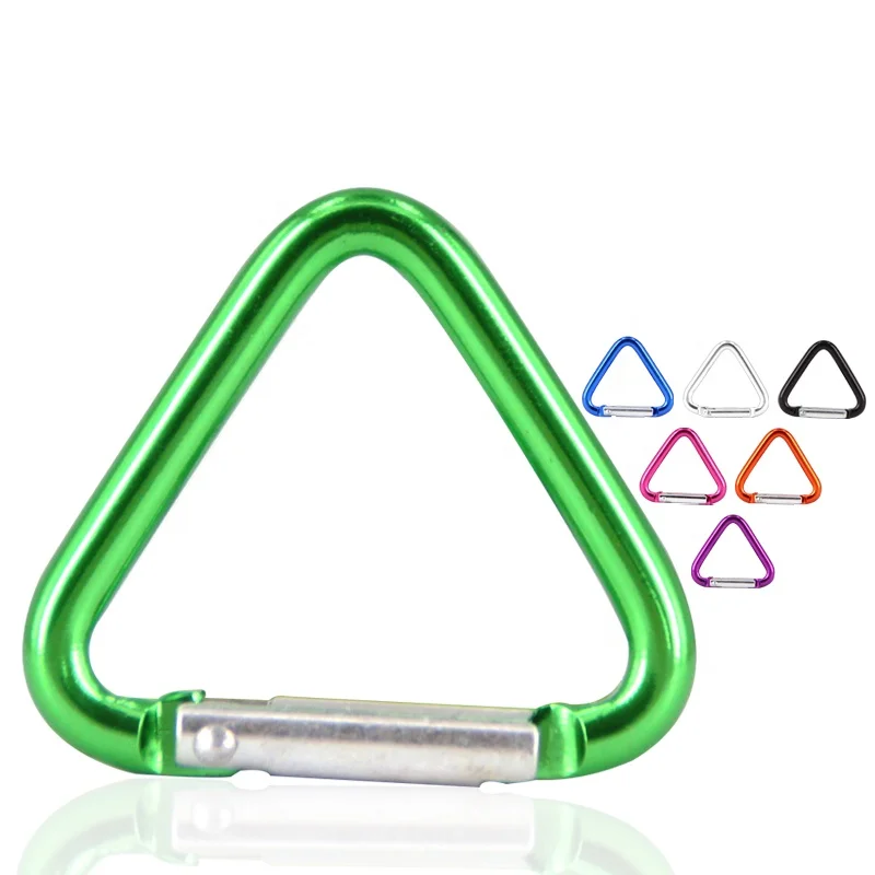 OEM/ODM Baichao 4# 34MM CHEAP Triangle SHAPED Aluminum alloy METAL SPRING Key Chain carabiner CLIP hooks FOR HAT OR water bottle