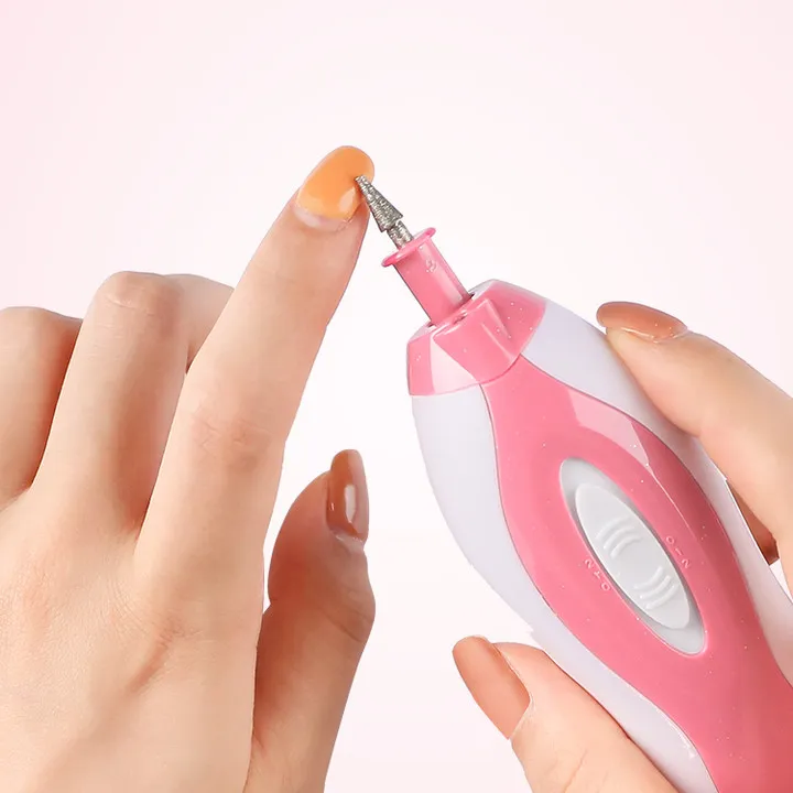 Professional Plastic Manicure Pedicure Supplier Set Electric Nail Drill File Machine 5 Speeds Hand Foot Care Tool Polish(Pink)