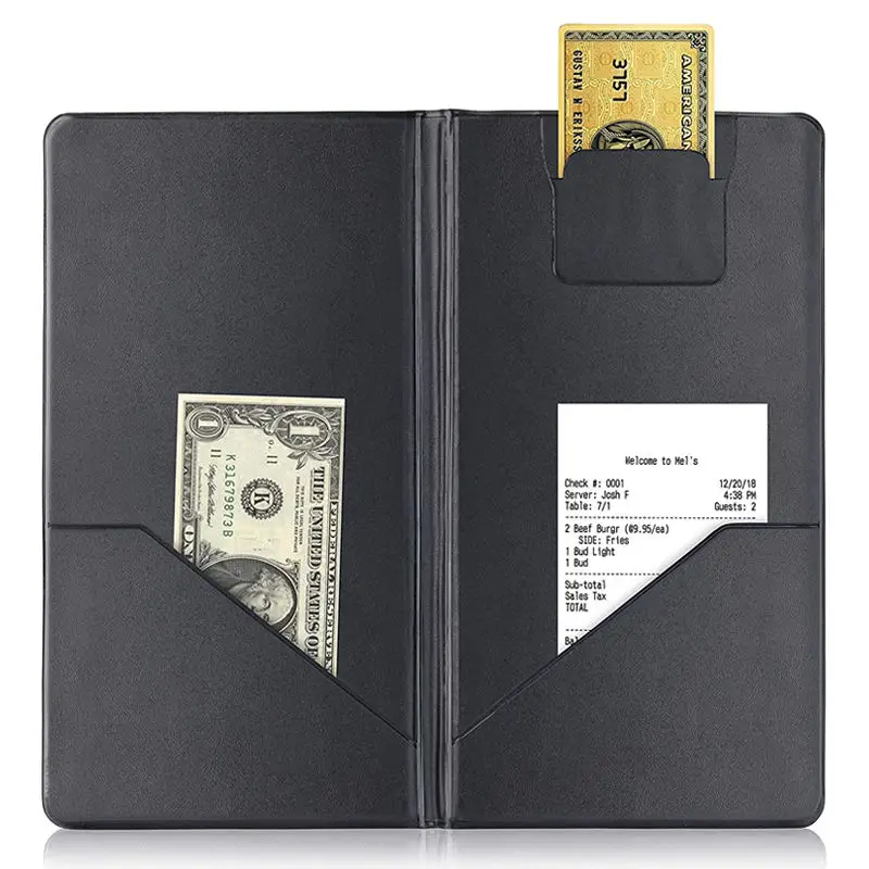 Wholesale Custom Logo PVC Restaurant Bill Folder PU Leather Bill Presenter Menu Holder For Hotel