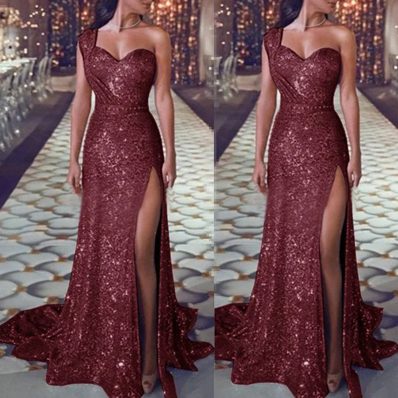 Sequence Party Colors Available Factory Wholesale Evening Dresses Women Off Shoulder Gold Sequins Mermaid Gowns Prom Evening Dre