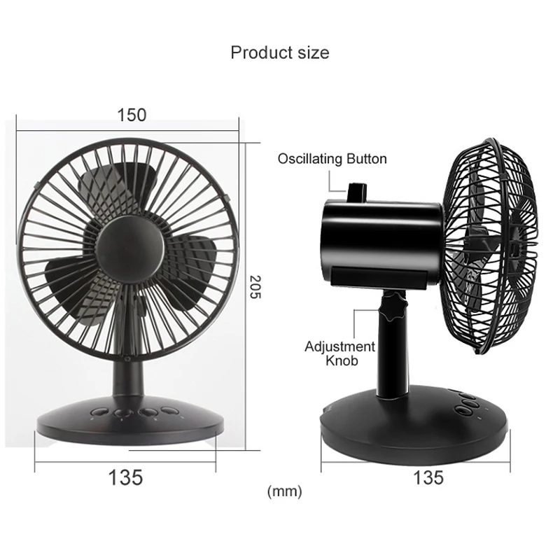 2022 New USB desktop oscillating fan room stand 6 inch cooling electric air fan celling fan