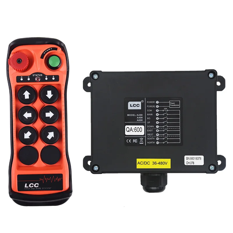 QA600 LCC Telecrane 6 key Button 3 Motion 10-30V 36-480V Factory Industrial Crane Hoist radio Wireless Remote Control