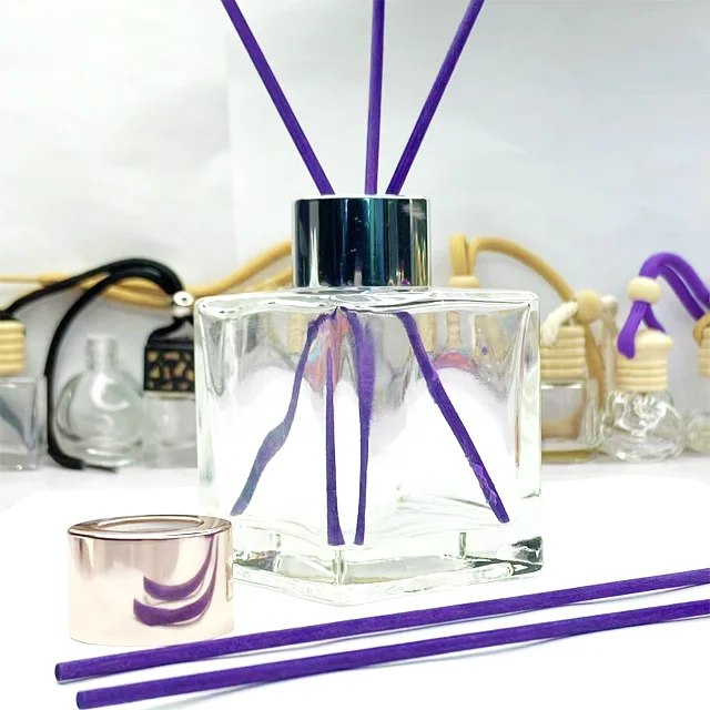 Luxury 50ml 100ml200ml Square Glass Aroma Diffuser Bottle  with cap