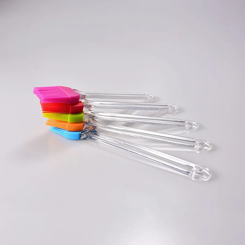Customized Transparent Straight Handle Medium Sweep Plastic Handle Silicone Brush Detachable Baking Grill Rubber Grease Brush